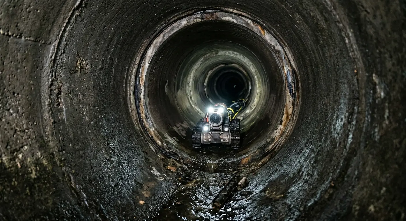 Robotic sewer camera inspecting pipe interior for Sewer Line Repair in El Reno